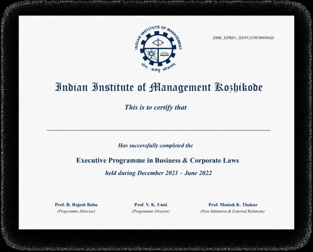 iim kozikhode certificate